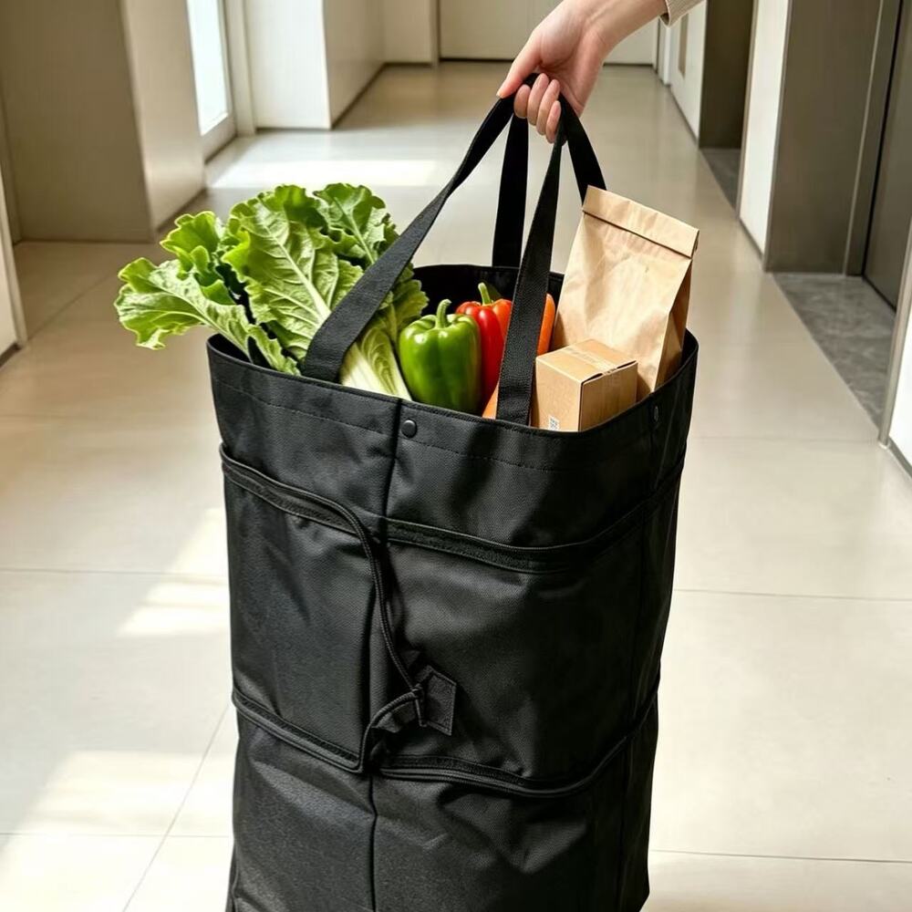 Expandable Foldable Wheeled Oxford Cloth Grocery Shopping Cart